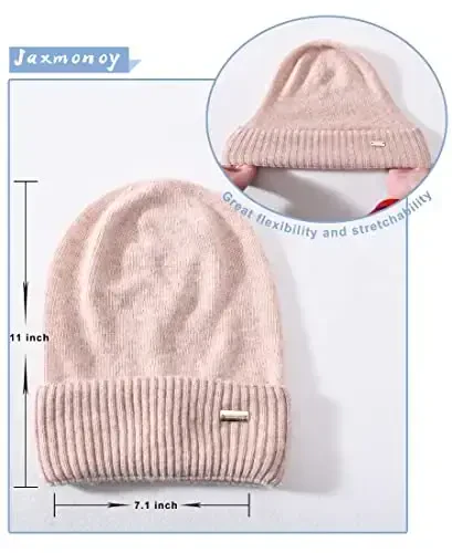 jaxmonoy Slouchy Beanies for Women Winter Lightweight Ladies Knit Hat Cuffed Soft Warm Slouch Beanie Cap - Brown - 4