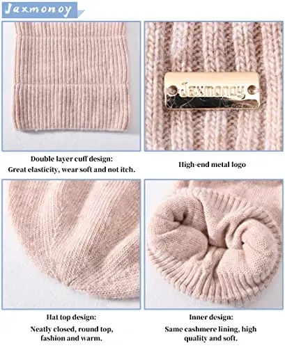 jaxmonoy Slouchy Beanies for Women Winter Lightweight Ladies Knit Hat Cuffed Soft Warm Slouch Beanie Cap - Brown - 3
