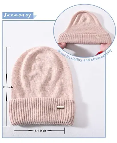 jaxmonoy Slouchy Beanies for Women Winter Lightweight Ladies Knit Hat Cuffed Soft Warm Slouch Beanie Cap - Brown - 4