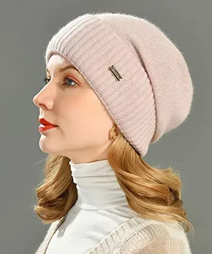 jaxmonoy Slouchy Beanies for Women Winter Lightweight Ladies Knit Hat Cuffed Soft Warm Slouch Beanie Cap - Brown - 3