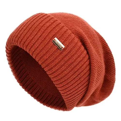 jaxmonoy Slouchy Beanies for Women Winter Lightweight Ladies Knit Hat Cuffed Soft Warm Slouch Beanie Cap - Brown 