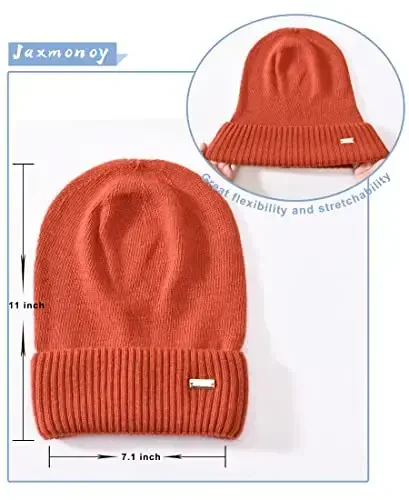 jaxmonoy Slouchy Beanies for Women Winter Lightweight Ladies Knit Hat Cuffed Soft Warm Slouch Beanie Cap - Brown - 4