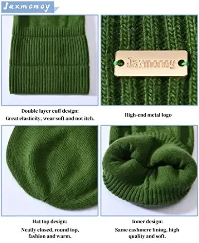 jaxmonoy Slouchy Beanies for Women Winter Lightweight Ladies Knit Hat Cuffed Soft Warm Slouch Beanie Cap - Brown - 4