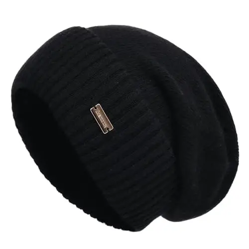 jaxmonoy Slouchy Beanies for Women Winter Lightweight Ladies Knit Hat Cuffed Soft Warm Slouch Beanie Cap - Brown 