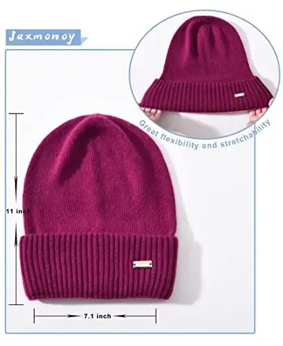 jaxmonoy Slouchy Beanies for Women Winter Lightweight Ladies Knit Hat Cuffed Soft Warm Slouch Beanie Cap - Brown - 3