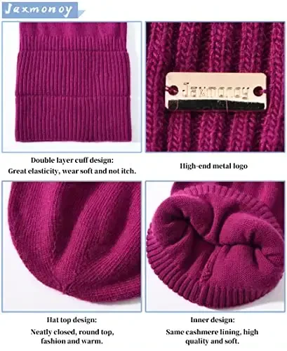 jaxmonoy Slouchy Beanies for Women Winter Lightweight Ladies Knit Hat Cuffed Soft Warm Slouch Beanie Cap - Brown - 4