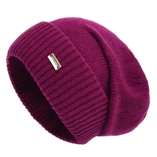 jaxmonoy Slouchy Beanies for Women Winter Lightweight Ladies Knit Hat Cuffed Soft Warm Slouch Beanie Cap - Brown - 1