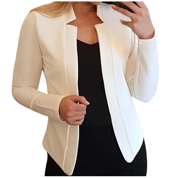 Cardigan for Women Fall Jackets for Women Women's Solid Color Casual Trendy Long-sleeved Cardigan Jacket Coat Top Cardigan for Women on Sales Bomber Jacket Women White,L- - GUZYING