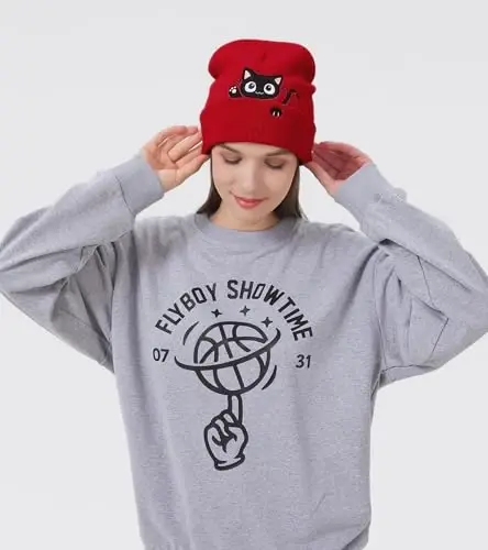 Cat Beanie Hats for Women Cute Cat Lovers Gifts Women's Winter Animal Knitted Hats for Girls - 2