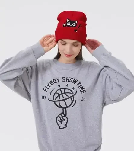 Cat Beanie Hats for Women Cute Cat Lovers Gifts Women's Winter Animal Knitted Hats for Girls - 2