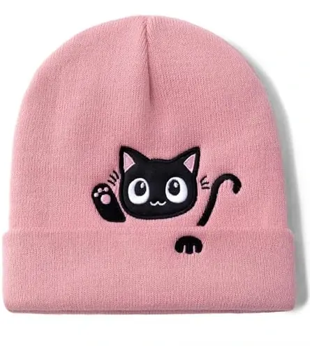 Cat Beanie Hats for Women Cute Cat Lovers Gifts Women's Winter Animal Knitted Hats for Girls - 1