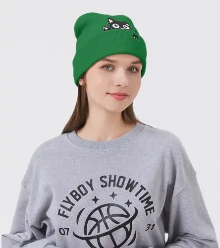 Cat Beanie Hats for Women Cute Cat Lovers Gifts Women's Winter Animal Knitted Hats for Girls - 7