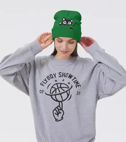 Cat Beanie Hats for Women Cute Cat Lovers Gifts Women's Winter Animal Knitted Hats for Girls - CAT (1)