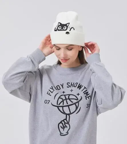 Cat Beanie Hats for Women Cute Cat Lovers Gifts Women's Winter Animal Knitted Hats for Girls - Cat (1)
