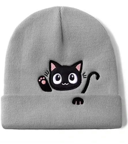 Cat Beanie Hats for Women Cute Cat Lovers Gifts Women's Winter Animal Knitted Hats for Girls 