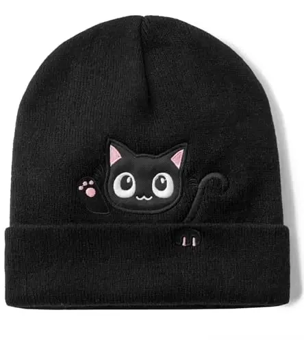 Cat Beanie Hats for Women Cute Cat Lovers Gifts Women's Winter Animal Knitted Hats for Girls 