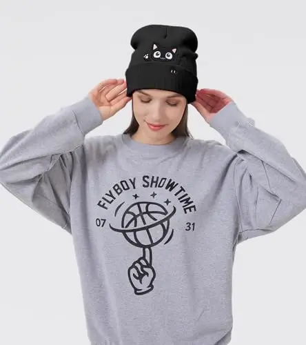 Cat Beanie Hats for Women Cute Cat Lovers Gifts Women's Winter Animal Knitted Hats for Girls - CAT (1)