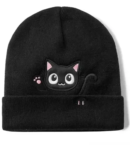 Cat Beanie Hats for Women Cute Cat Lovers Gifts Women's Winter Animal Knitted Hats for Girls - Modazone
