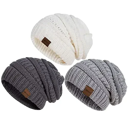 Womens Beanies for Winter 3 Pack, Slouchy Beanies for Women Oversized Knit Warm, Winter Hats for Women Thick for Cold Weather - 6