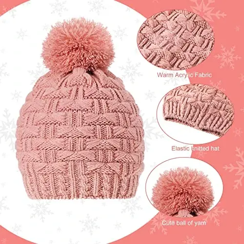 JenPen 4 Pcs Winter Hat Scarf and Gloves Set for Women Include Ear Cover Cold Weather Scarf Hat Knit Beanie Gloves - 5