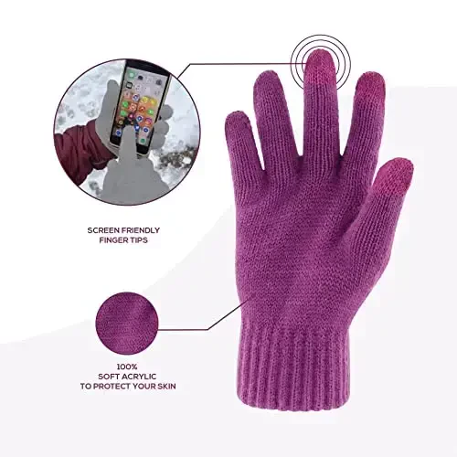 Winter Hat Fleece Lined Neck Warmer Scarf and Gloves Set for Women Knit Beanie Winter Gloves and Scarves Cold Weather - 3