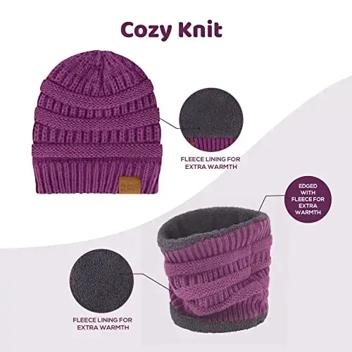 Winter Hat Fleece Lined Neck Warmer Scarf and Gloves Set for Women Knit Beanie Winter Gloves and Scarves Cold Weather - 6
