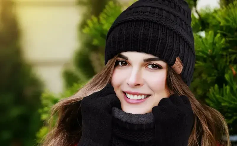 Winter Hat Fleece Lined Neck Warmer Scarf and Gloves Set for Women Knit Beanie Winter Gloves and Scarves Cold Weather - 2