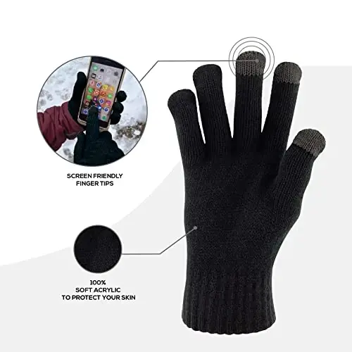 Winter Hat Fleece Lined Neck Warmer Scarf and Gloves Set for Women Knit Beanie Winter Gloves and Scarves Cold Weather - 3