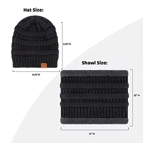 Winter Hat Fleece Lined Neck Warmer Scarf and Gloves Set for Women Knit Beanie Winter Gloves and Scarves Cold Weather - 6