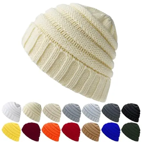 ANTI-REBOUNDUMBRE Winter Hats for Women Warm Beanies Soft Cable Knit Beanie for Women Skull Cap 