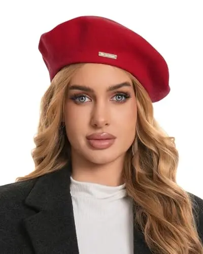 Kadınlar için Klasik Yün Bereler, Kadın Kız Bayan Ressam Şapkası için Şık Fransız Bere Şapkaları - 1