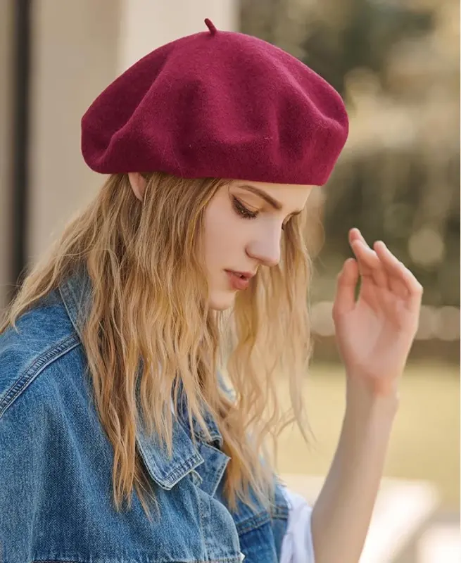 Kadınlar için Klasik Yün Bereler, Kadın Kız Çocuk Bayan Ressam Şapkası için Şık Fransız Bere Şapkaları - 5
