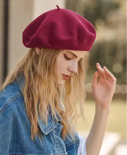 Classic Wool Berets for Women,Stylish French Beret Hats for Women Girls Lady Painters Hat - 5