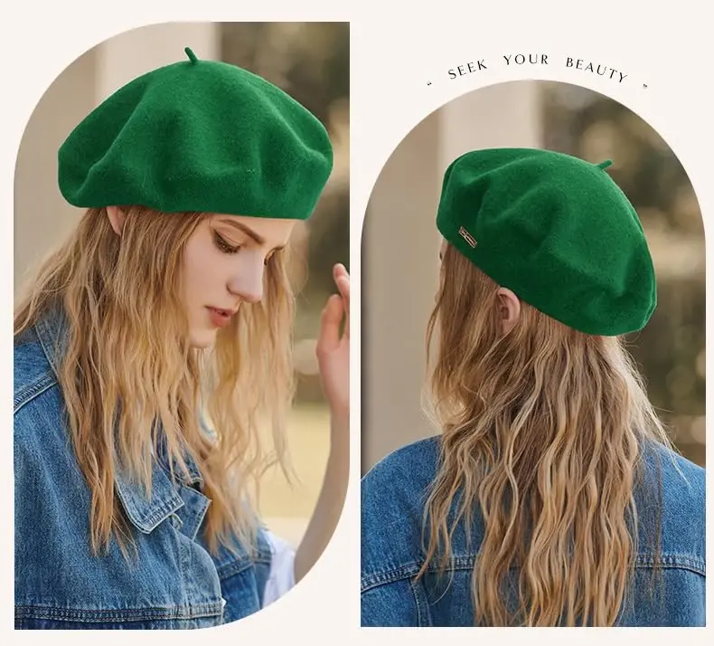 Classic Wool Berets for Women,Stylish French Beret Hats for Women Girls Lady Painters Hat - 3
