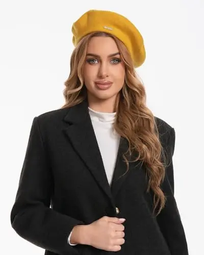 Kadınlar için Klasik Yün Bereler, Kadın Kız Çocuk Bayan Ressam Şapkası için Şık Fransız Bere Şapkaları - CLASSIC (1)