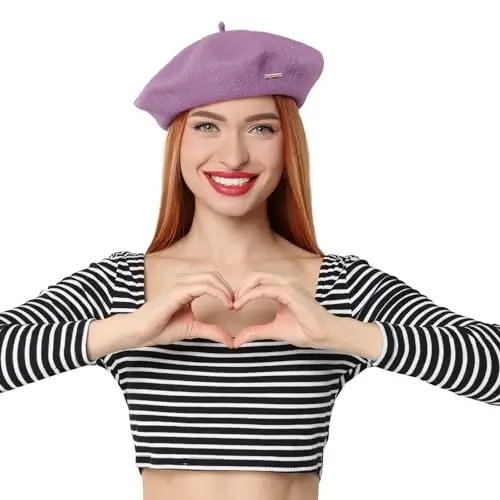 Classic Wool Berets for Women,Stylish French Beret Hats for Women Girls Lady Painters Hat - 2