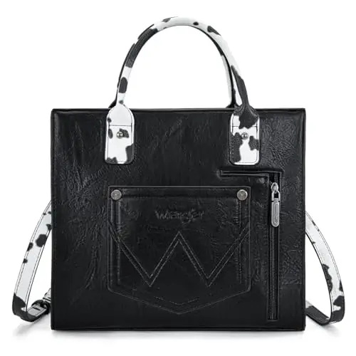 Wrangler Tote Bag for Women Western Cowhide Purse and Wallet Set - 4