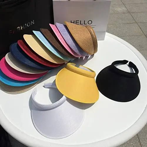 jecvxor Cloth Covered Slip-On Visor for Women, Adjustable Cap Sports Sun Visors for Men - 3