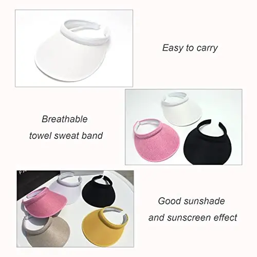 jecvxor Cloth Covered Slip-On Visor for Women, Adjustable Cap Sports Sun Visors for Men - 6