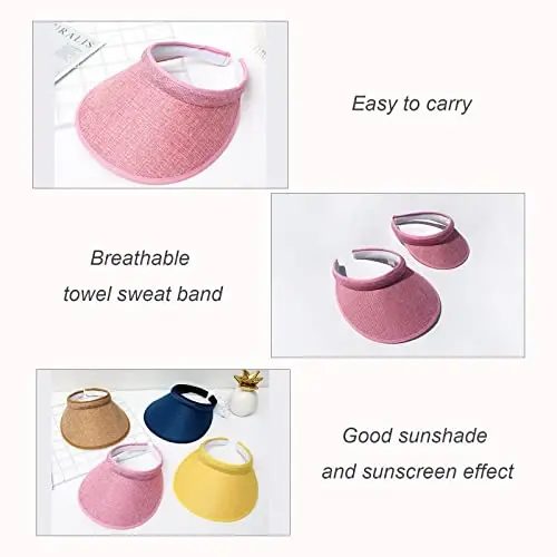 jecvxor Cloth Covered Slip-On Visor for Women, Adjustable Cap Sports Sun Visors for Men - 6