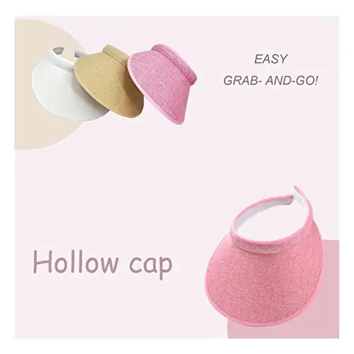 jecvxor Cloth Covered Slip-On Visor for Women, Adjustable Cap Sports Sun Visors for Men - 7