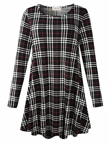 LARACE Plus Size Tunic Tops Long Sleeve Shirts for Women Swing Flowy Loose Fit Clothes for Leggings 