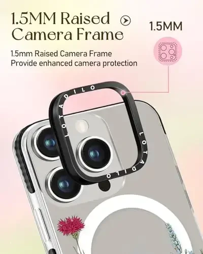 Lotadilo for iPhone 15 Pro Case for Women - Girls Kawaii Design Compatible with Magsafe Magnetic Ring Holder Stand Flowers Plants Phone Covers Aesthetic Girly TPU Funda for 15 Pro - 3