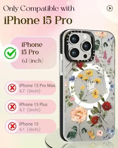 Lotadilo for iPhone 15 Pro Case for Women - Girls Kawaii Design Compatible with Magsafe Magnetic Ring Holder Stand Retro Flower Phone Covers Aesthetic Girly TPU Funda for 15 Pro - LOTADILO (1)