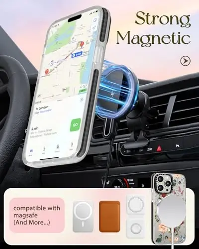 Lotadilo for iPhone 15 Pro Case for Women - Girls Kawaii Design Compatible with Magsafe Magnetic Ring Holder Stand Retro Flower Phone Covers Aesthetic Girly TPU Funda for 15 Pro - 5