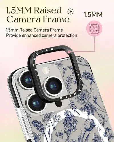 Kadınlar için Lotadilo iPhone 15 Pro Max Kılıfı - Kız Çocuk Sevimli Tasarım Magsafe Manyetik Yüzük Tutucu Stand Çizgi Çiçek Telefon Kılıfları Estetik Kız TPU Funda 15 Pro Max için - 3