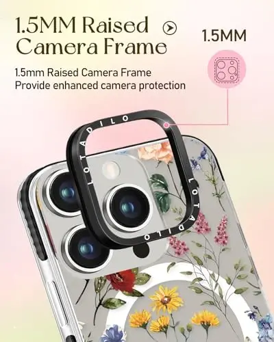 Kadınlar için Lotadilo iPhone 15 Pro Max Kılıfı - Sevimli Kawaii Tasarımlı Kızlar Magsafe Manyetik Halka Tutucu Stand Retro Çiçek Telefon Kapakları Estetik Kız TPU Funda 15 Pro Max ile Uyumlu - 10