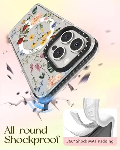 Kadınlar için Lotadilo iPhone 15 Pro Max Kılıfı - Sevimli Kawaii Tasarımlı Kızlar Magsafe Manyetik Halka Tutucu Stand Retro Çiçek Telefon Kapakları Estetik Kız TPU Funda 15 Pro Max ile Uyumlu - 7