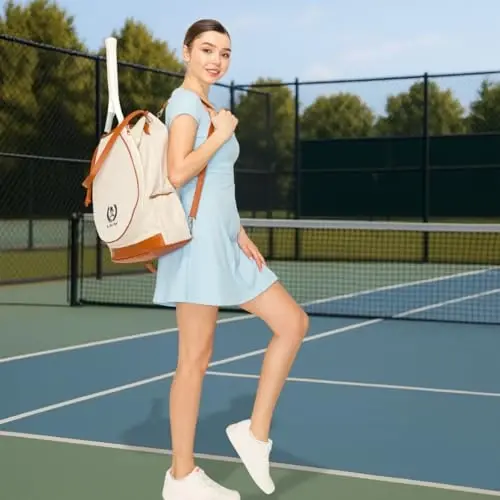 Mini Momo Tennis Bag for Women Racket Tote, Stylish Backpack - Unisex Racquet Sports Pickleball Bag Convertible Shoulder, Crossbody Strap Large Compartment - 2