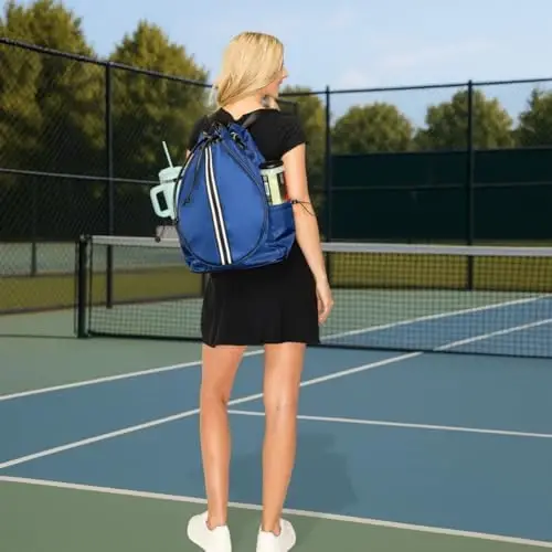 Mini Momo Tennis Bag for Women Racket Tote, Stylish Backpack - Unisex Racquet Sports Pickleball Bag Convertible Shoulder, Crossbody Strap Large Compartment - 2